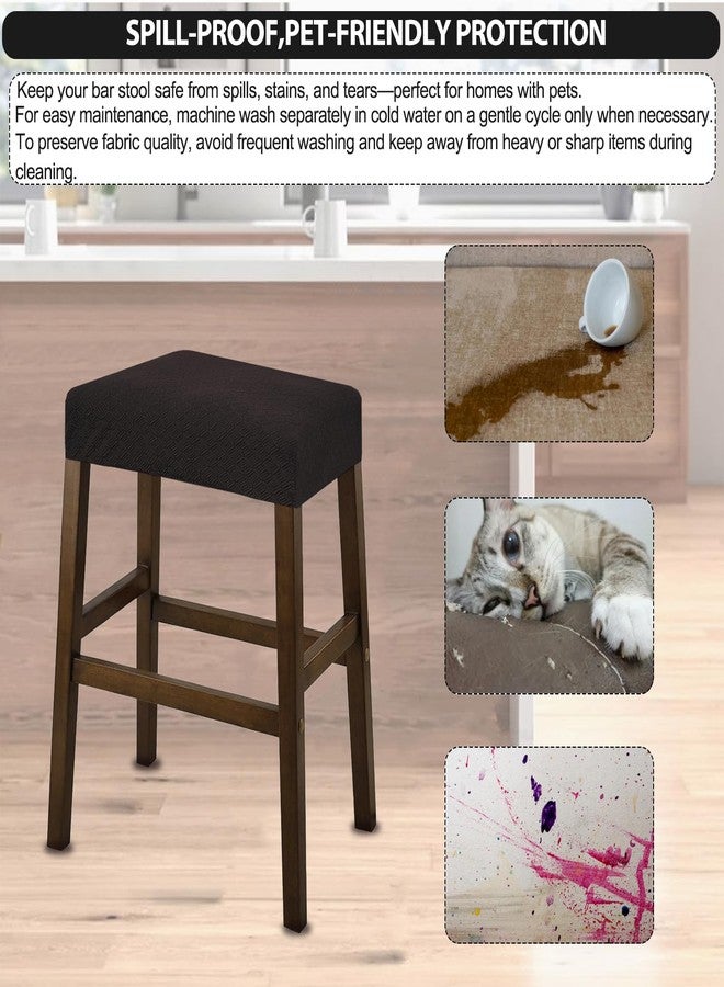 NeColorLife أغطية كراسي بار مستطيلة من NeColorLife، أغطية مقاعد قابلة للتمدد ومقاومة للماء، مناسبة لكراسي البار وكراسي جزيرة المطبخ، واقي وسادة كرسي بار أنيق، بني داكن، نقش B، عبوة من قطعتين - Image 4